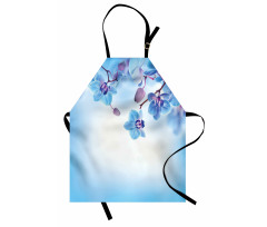 Soyut Mutfak Önlüğü Açık Mavi Şık Çiçekler