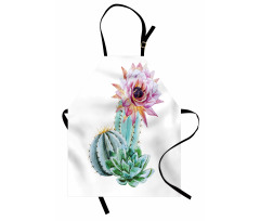 Sanatsal Mutfak Önlüğü Pembe Kaktüs Çiçeği