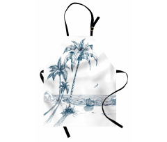 Palm Tree Boat Sketch Apron