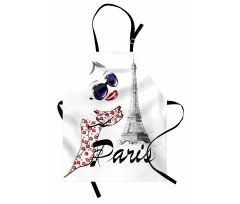 Paris Mutfak Önlüğü Eyfel ve Fularlı Kız