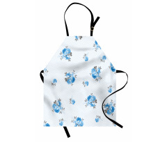 Blue Color Romantic Flower Apron