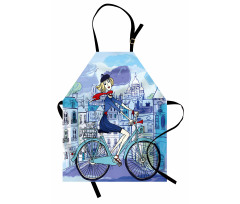 Ülkeler ve Şehirler Mutfak Önlüğü Paris'teki Bisikletli Kız