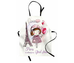 Paris Mutfak Önlüğü Sevimli Balonlu Kız