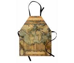 Vintage Mutfak Önlüğü Antik Dünya Haritası