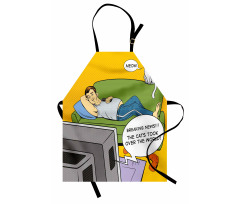 Man TV Cat Comic Book Apron