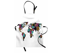 World Map Flowers Apron