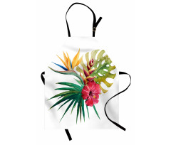 Çiçekli Mutfak Önlüğü Tropik Bitki Deseni