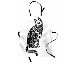 Magic Skull Cat Drawing Apron