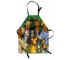 Cartoon Elephant Lion Apron