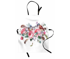 Vintage Roses Birds Apron