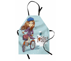 Cartoon Girl with Bike Apron