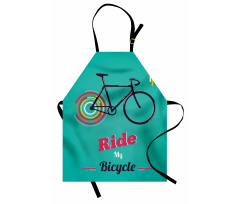 Bisikletli Mutfak Önlüğü Retro Bisiklet Temalı İngilizce Metin
