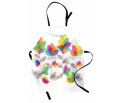 Colored Blooming Flowers Apron