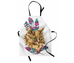 Cat with Colorful Feathers Apron