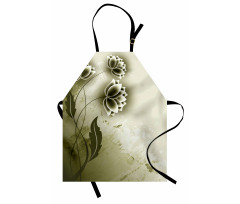 Grey Flowers Ivy Leaf Apron