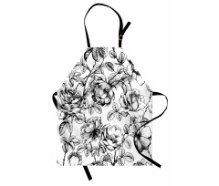 Hand Drawn Rose Petals Apron