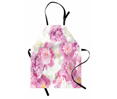 Mosaic Peony Flowers Art Apron