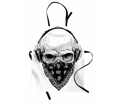 Gothic Skull Headphones Apron