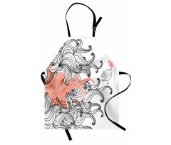 Graphic Swirls Wave Bird Apron