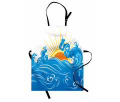 Curved Ocean Waves Sun Apron