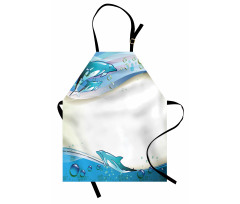 Dolphins Sea Waves Drops Apron