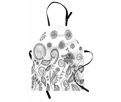 Doodle Swirled Flowers Apron