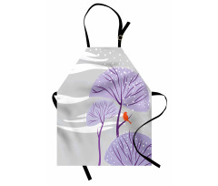 Purple Trees Snow Bird Apron