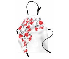 Japanese Flowers Ivy Apron