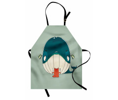 Kitten Eating Huge Fish Apron