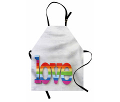 Love Sign on Wood Planks Apron