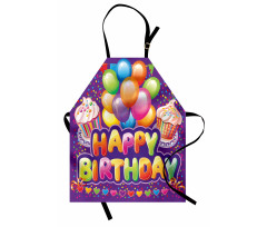 Cupcake Hearts Balloons Apron