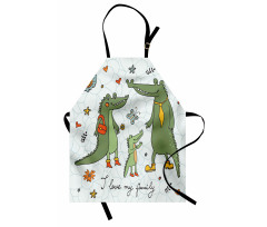 Alligator Family Cartoon Apron