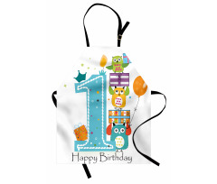First Cake Candle Owls Apron
