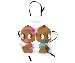 Cinsiyet Öğrenme Partisi Mutfak Önlüğü Siyahi Sevimli Bebekler