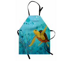 Cartoon Turtle Coral Apron