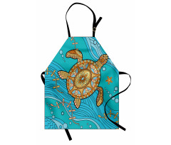 Deniz Mutfak Önlüğü Çiçekli Kaplumbağa
