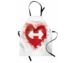 Red Heart Dumbbell Art Apron