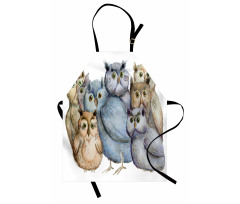 Owl Family Portrait Art Apron