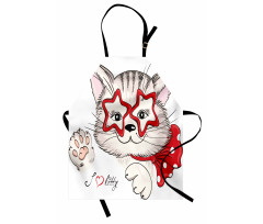 Cat Star Glasses Funny Apron