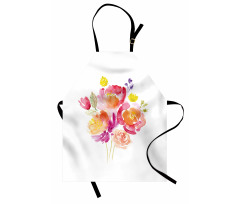 Watercolor Rose Bouquet Apron