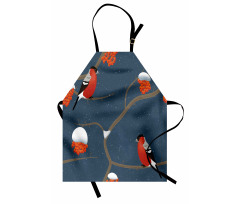 Snowy Tree Branches Birds Apron