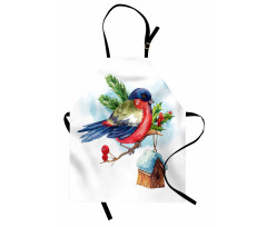 Christmas Bird Holly Pine Apron