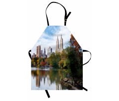 New York Mutfak Önlüğü Manhattan Yeşil Ağaçlar ve Nehir