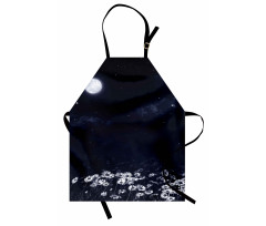 Dark Night White Daisies Apron