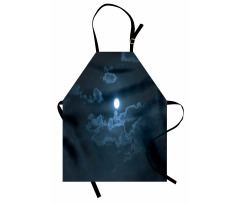 Full Moon Dark Clouds Fog Apron