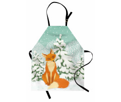Red Fox Winter Forest Xmas Apron