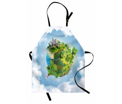 Cartoon Globe Greenery Apron