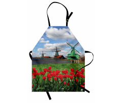 Red Color Tulips Field Apron