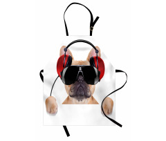 Müzik Mutfak Önlüğü Güneş Gözlüklü Köpek