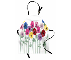 Çiçekli Mutfak Önlüğü Rengarenk Çiçek Gökkuşağı Desenli